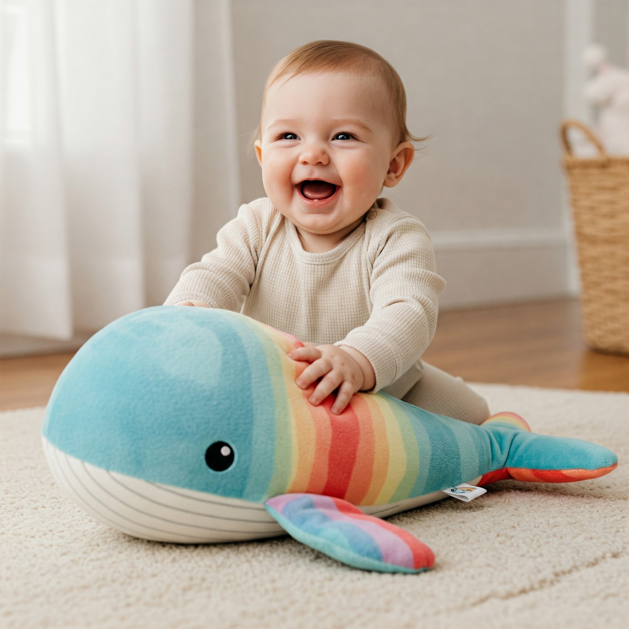 Cheap Creative Flip Stuffed Animal Toy Rainbow Reversible Plush Whale Toy for Baby Toys